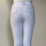 White Two Side Pockets Women Horse Riding Pants Tights Competition