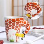 Customized Cute Ceramic Coffee Mugs 3d Animal Pattern For Gift
