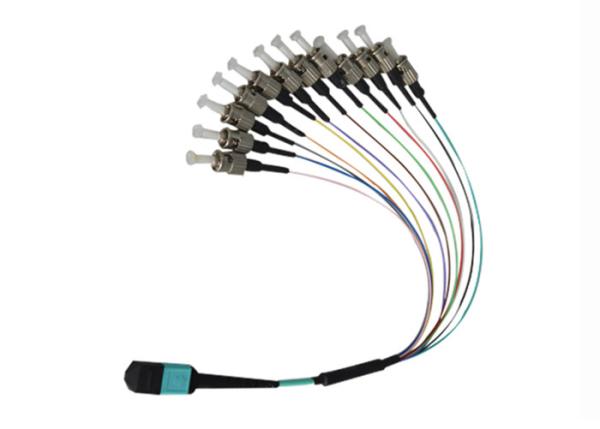 Buy cheap Multimode OM3 MPO Fiber Optic Patch Cord With 12 Cores 35dB Return Loss from wholesalers