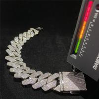 Buy cheap 18mm Vvs Moissanite Hip Hop Cuban Chain Bracelet Claw Setting 925 Sterling product
