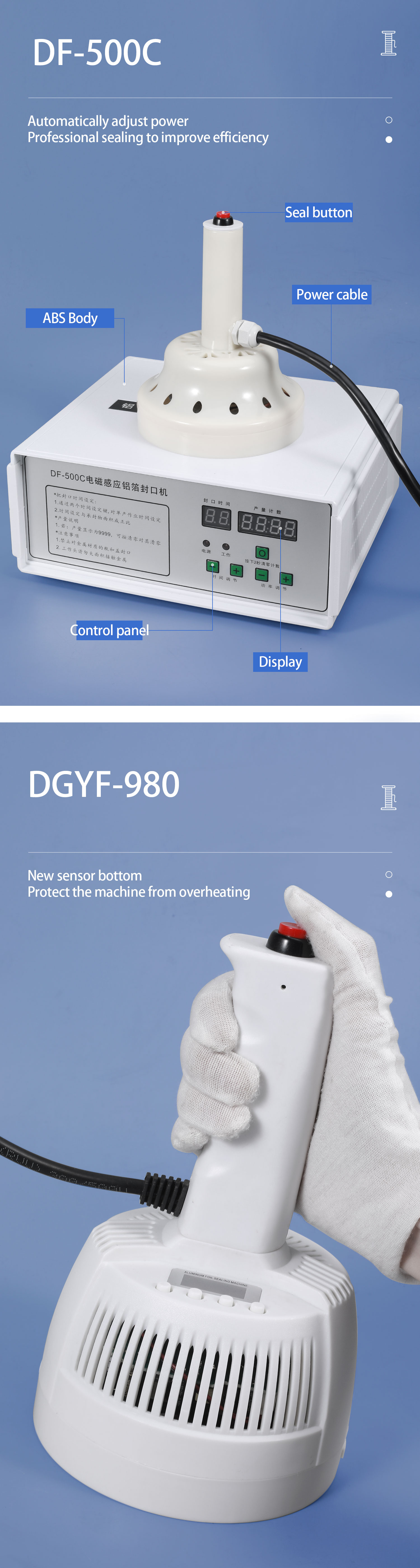 Food Beverage Shops Large-Caliber Hand Held Manual Induction Sealer for Wide Mouth Bottles