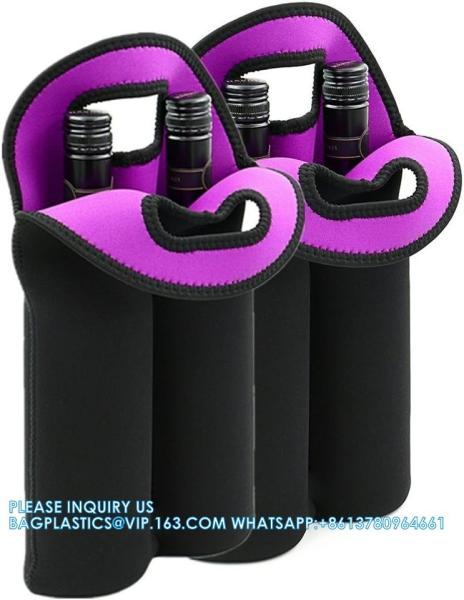 Buy cheap Wine Carrier Tote Bag Two Bottle Insulated Neoprene Wine/Water Bottle Holder For Travel With Secure Carry Handle from wholesalers