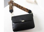Fashion retro joker soft PU leather shoulder aslant cross bag leopard-print wide