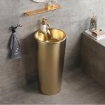 Pedestal 9L Floor Standing Bathroom Sinks Luxury Gold One Piece