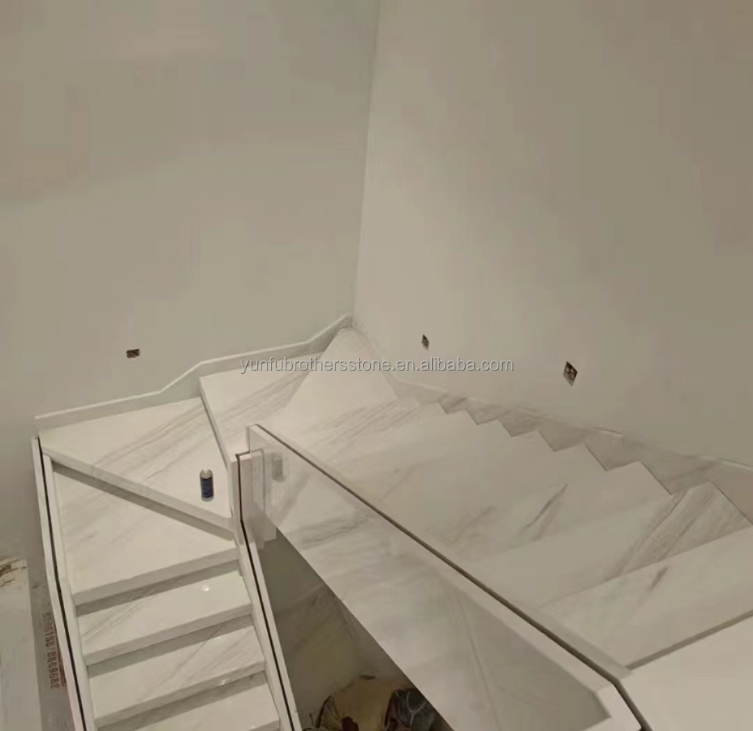 Natural Stone Stairs in Modern European Style with Cut-to-Size Big Slab Polished Tiles
