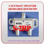 CATV/MATV 2-way splitter with 360 degree round PIN