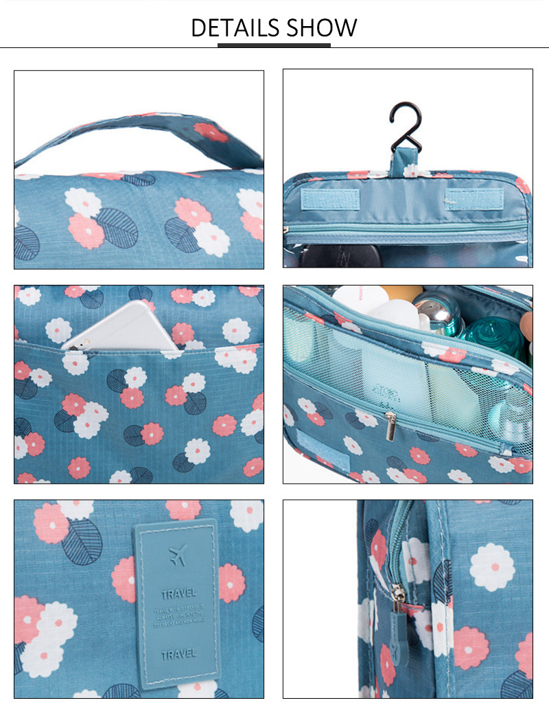 Custom Waterproof Folding Large Capacity Toiletry Hanging Makeup Bag