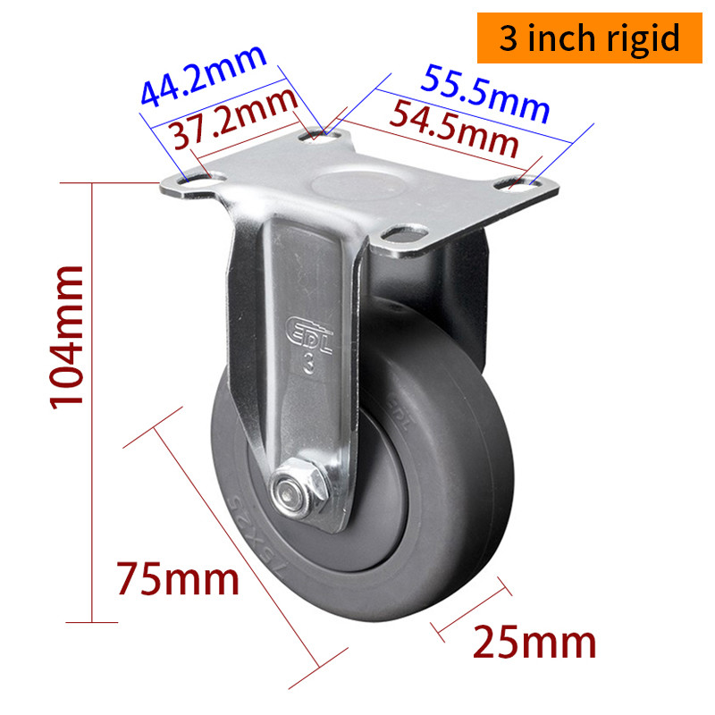 3 Inch Replacement Caster Wheels , 100mm Castors With Brakes 3713P-57