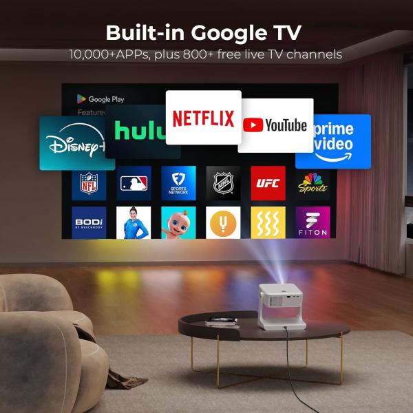 D1 Projector showing built-in licensed apps interface