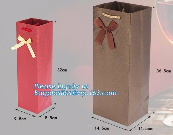 christmas door kraft paper wine bottle gift bag,Custom printed luxury recyclable gift paper wine bag, bagplastics, bagea