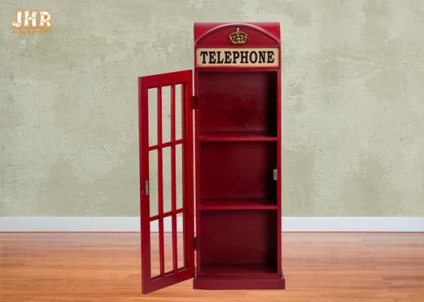 Buy cheap British Telephone Booth Storage Cabinet Antique Wood Storage Rack MDF Floor Rack Red Color from wholesalers