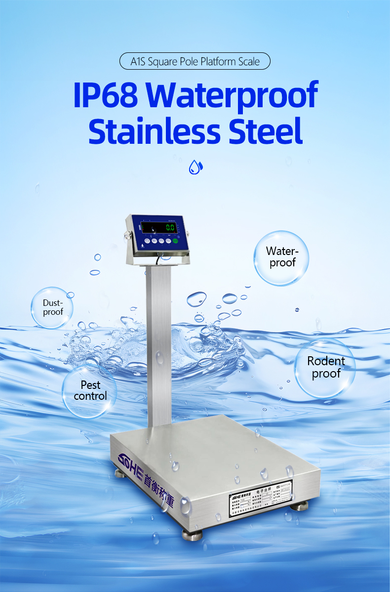 Weighing A1S Square Pole Industrial Platform Scale 60cm*80cm Stainless Steel Waterproof