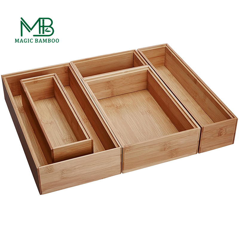 Carved Bamboo Five-Piece Storage Box Set for a Sophisticated and Organized Living Room