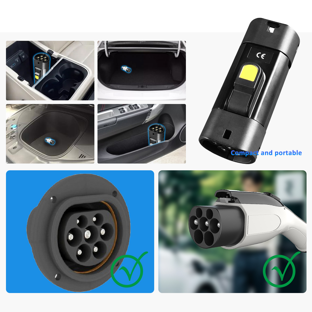 IP55 22KW Max EV Charger Adaptor GBT to Type2 AC Inlet Adapter for Electric Vehicles Charging Connector Outlet Plug 380V 32A