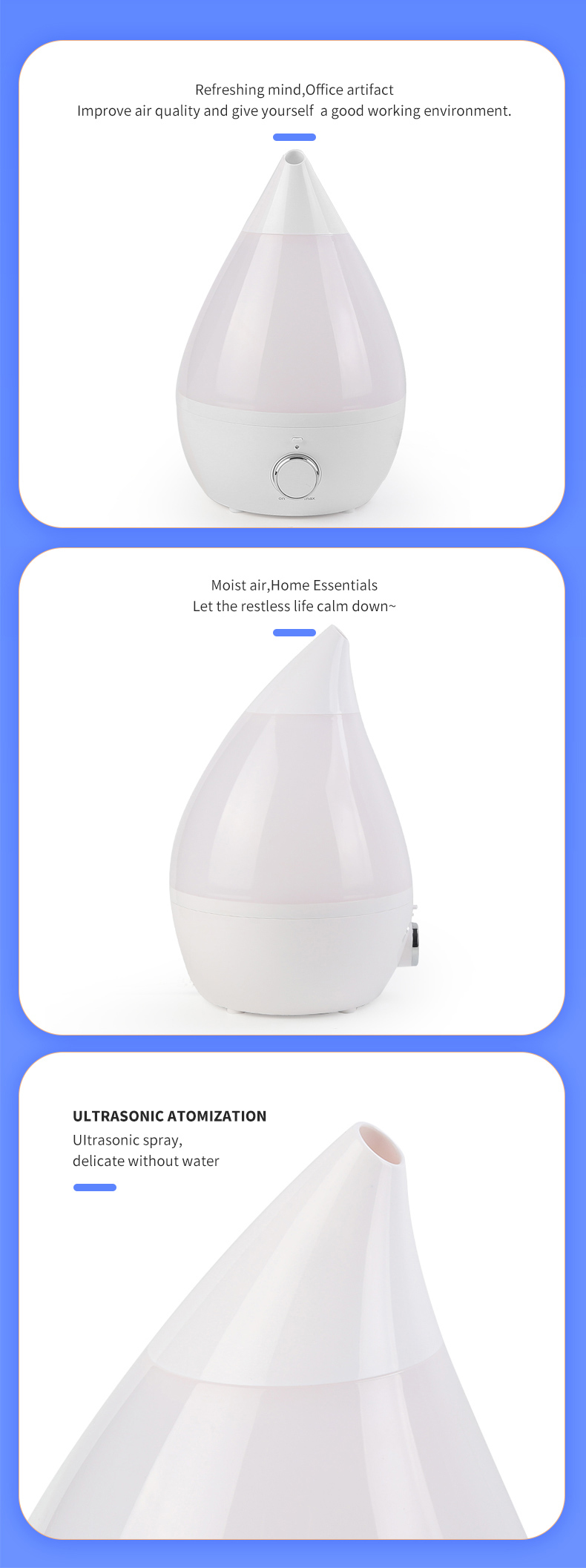 220V Rotary Switch Oil Diffuser Humidifier , Wood Grain Color Home Aroma Humidifier