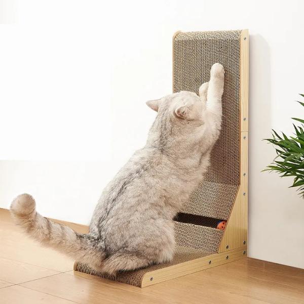 Buy cheap Detachable L Shaped Cat Scratcher Corrugated Cardboard Scratching Post from wholesalers