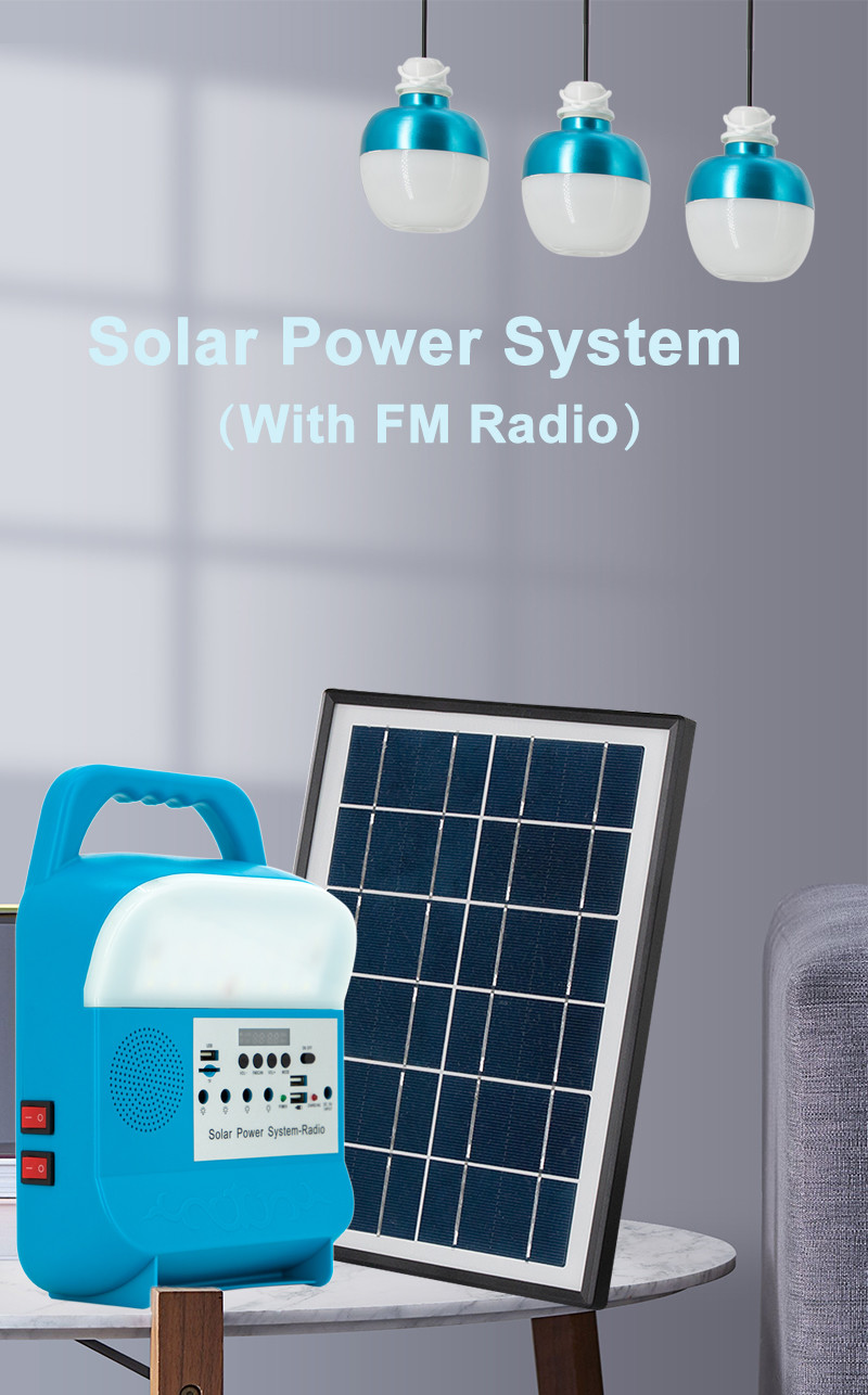 ROHS Small Solar Lighting System For Home Camping Lamp With FM Radio