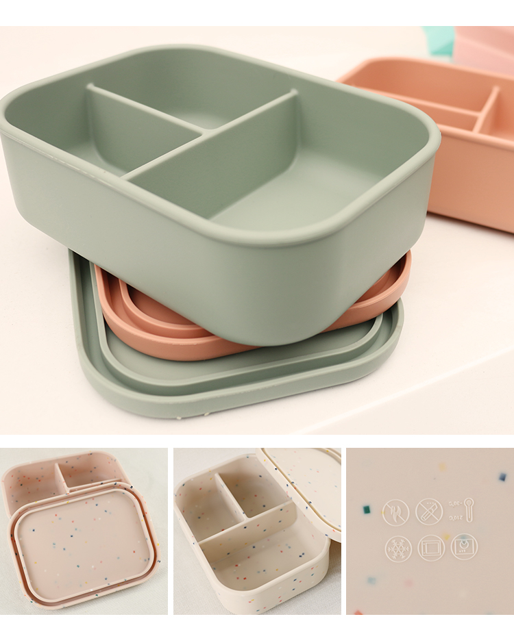 800ml 1200ml Collapsible Silicone Lunch Box For Outdoor Office Bento