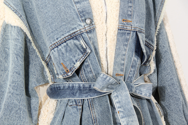 Waterproof Fashion Denim Lambswool Quilting Coat 2020 Winter Lambswool Loose Thickened Jackets Long
