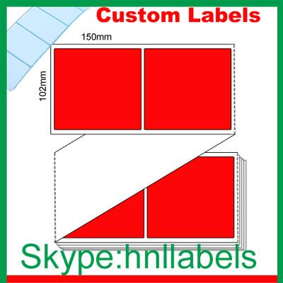 Buy cheap Custom Thermal Label 102mmX150mm/1 Red D/Therm Fanfold Permanent, 3,000 per box from wholesalers