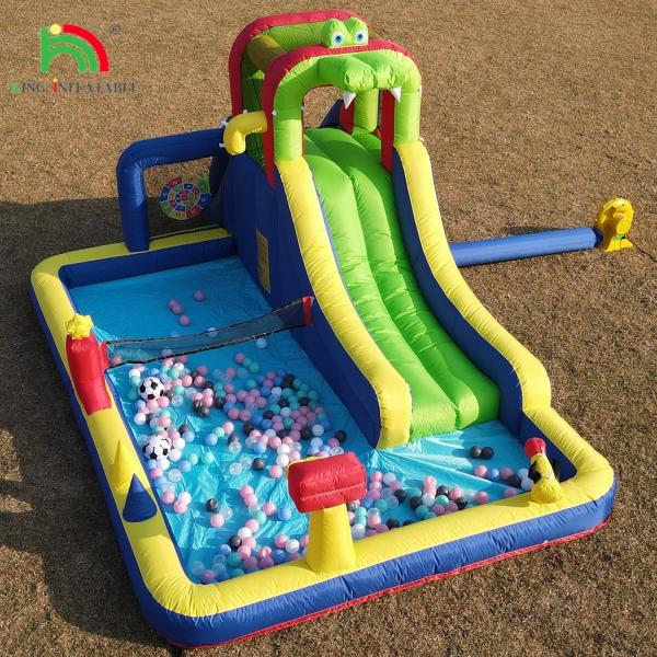 Buy cheap Kids Party Wet DryInflatable Bounce House Water Slide Bouncer Combo With Bigger Splash Pool Climbing Blower Basket Dartboard from wholesalers