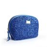 Buy cheap Custom Blue Travel Zipper Cosmetic Bags With Metal Company Logo from wholesalers