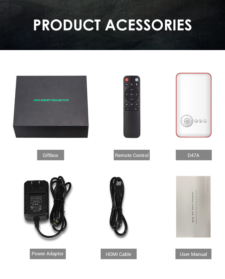 LED Mini DLP Android Pocket Projector For Mobile Outdoor Travel 5000MAH Rechargeable Battery