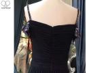 Sling Black A Line Prom Dress Deep V Neck Sweetheart Blue Beading Stretch Fabric