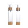 Buy cheap vacuum pump lotion bottle 30ml 50ml plastic airless pump bottle with bamboo lid from wholesalers