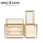 Modern Glass Stainless Steel Fashionable Jewelry Showcase No Installation With