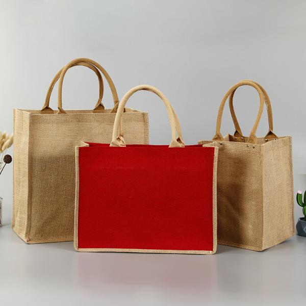 Buy cheap Printing Logo Large Red Inside Lamination Jute Shopping Bag from wholesalers