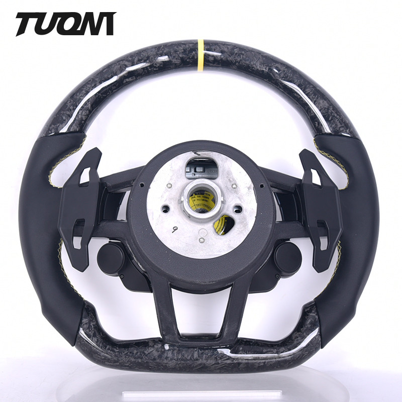 Forged Carbon Fiber Steering Wheel Black Leather Audi A3 A4 A5 A6 RS3 R8 TT