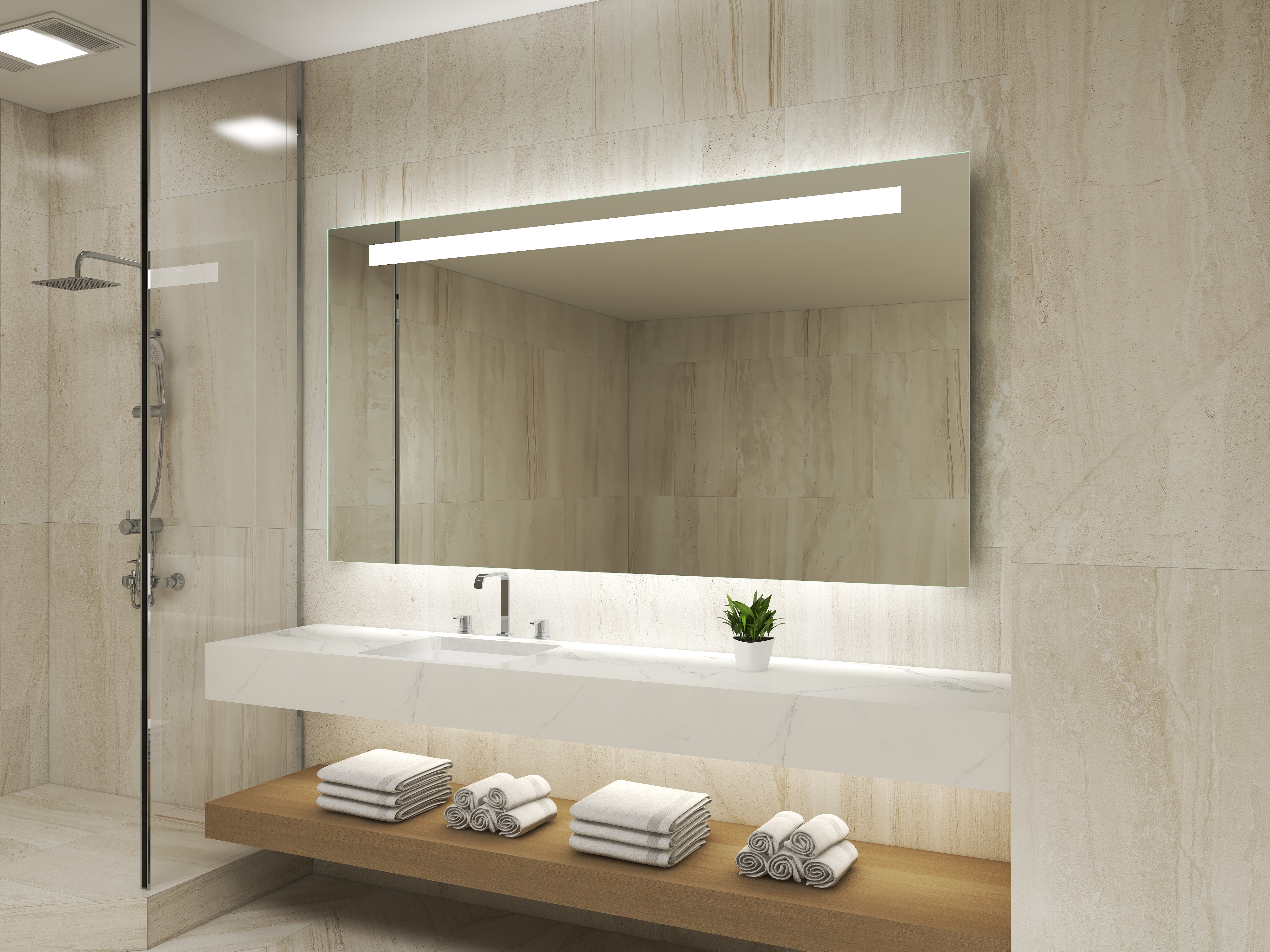 Bathroom Wall Mounted LED Make Up Mirror with High Output SMD LEDs and Modern Design Style