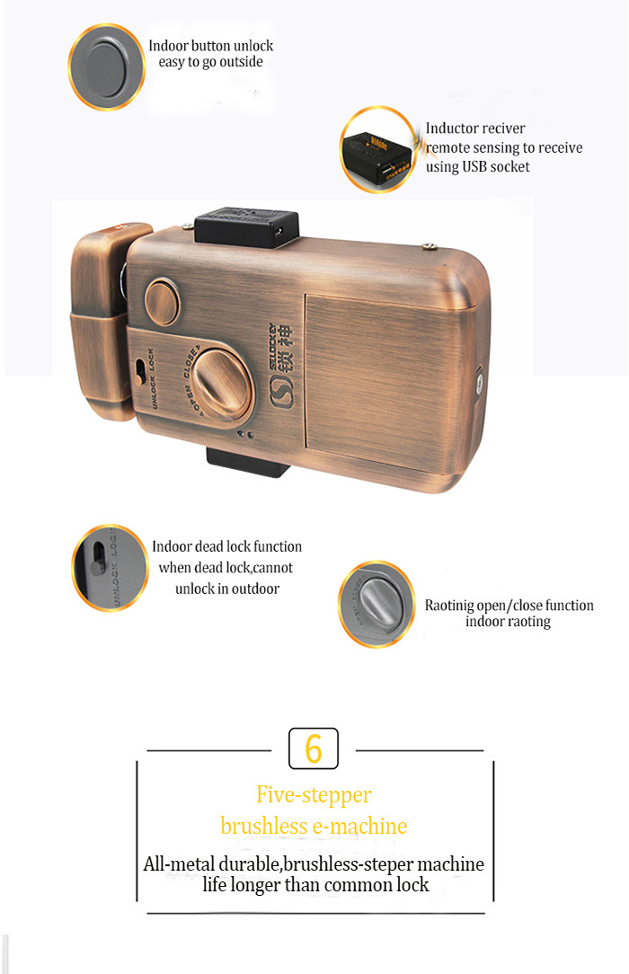 Brushed Metal Rim Door Locks TTLock Bluetooth Remote Control
