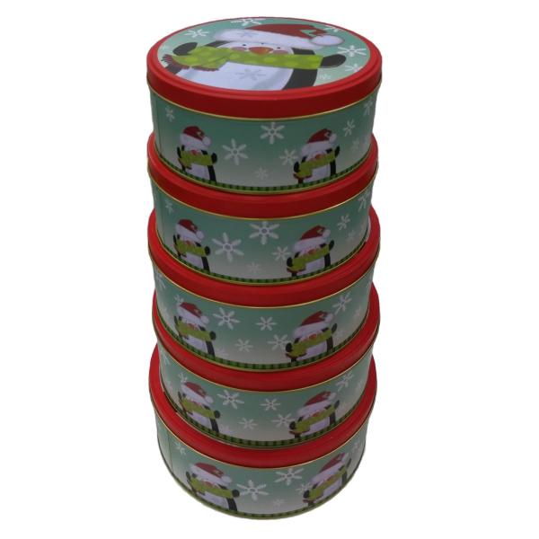 Buy cheap Recyclable Christmas Seasonal Metal Cookie Tins With Lids In Set Of 5 from wholesalers