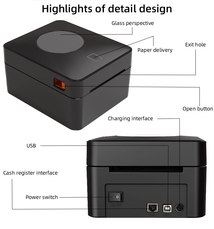 104mm Max Paper Size Thermal Label Printer with Wireless and Bluetooth
