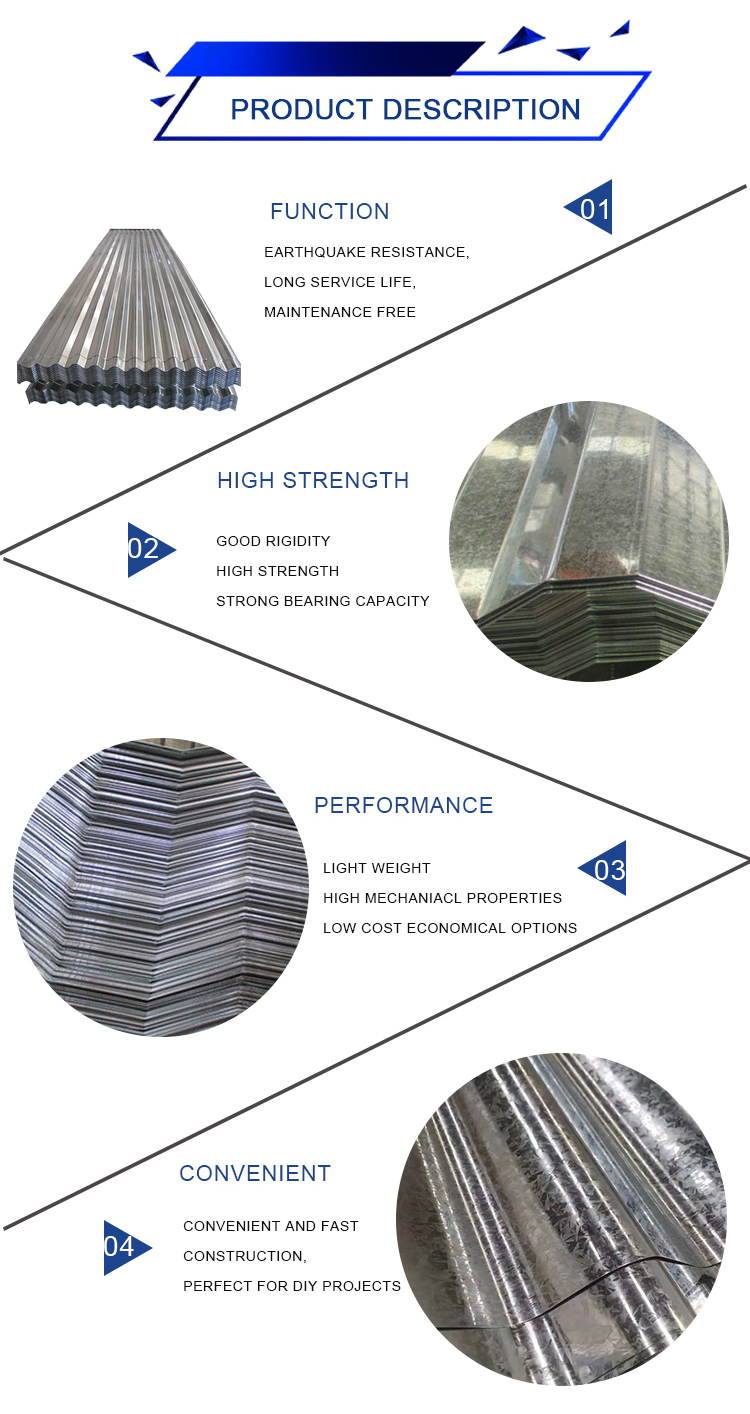 Zinc Coating 20-275g/m 2 28 Gauge Galvanized Corrugated Steel Roofing Direct Supply Galvanized Iron Steel Metal GI Roof