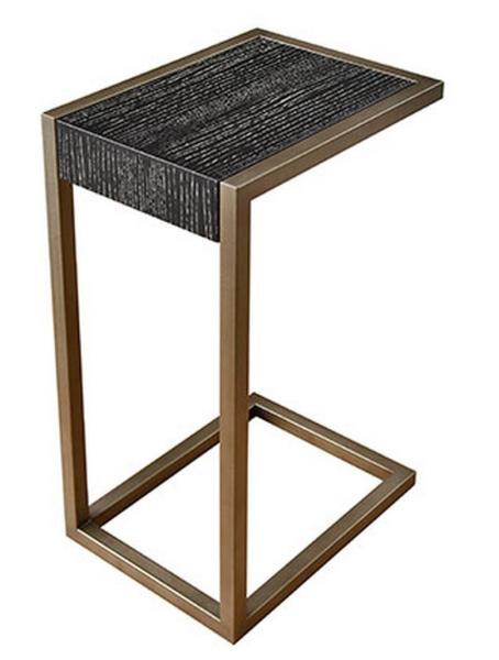 Buy cheap Oak wood top brass finish metal base hotel bedroom side table/end table/C table from wholesalers