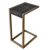 Buy cheap Oak wood top brass finish metal base hotel bedroom side table/end table/C table from wholesalers