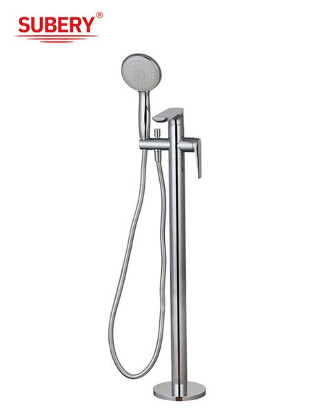 Buy cheap Modern Single Lever Chrome Brass Freestanding Bathtub Faucets OEM Floor Mounted from wholesalers