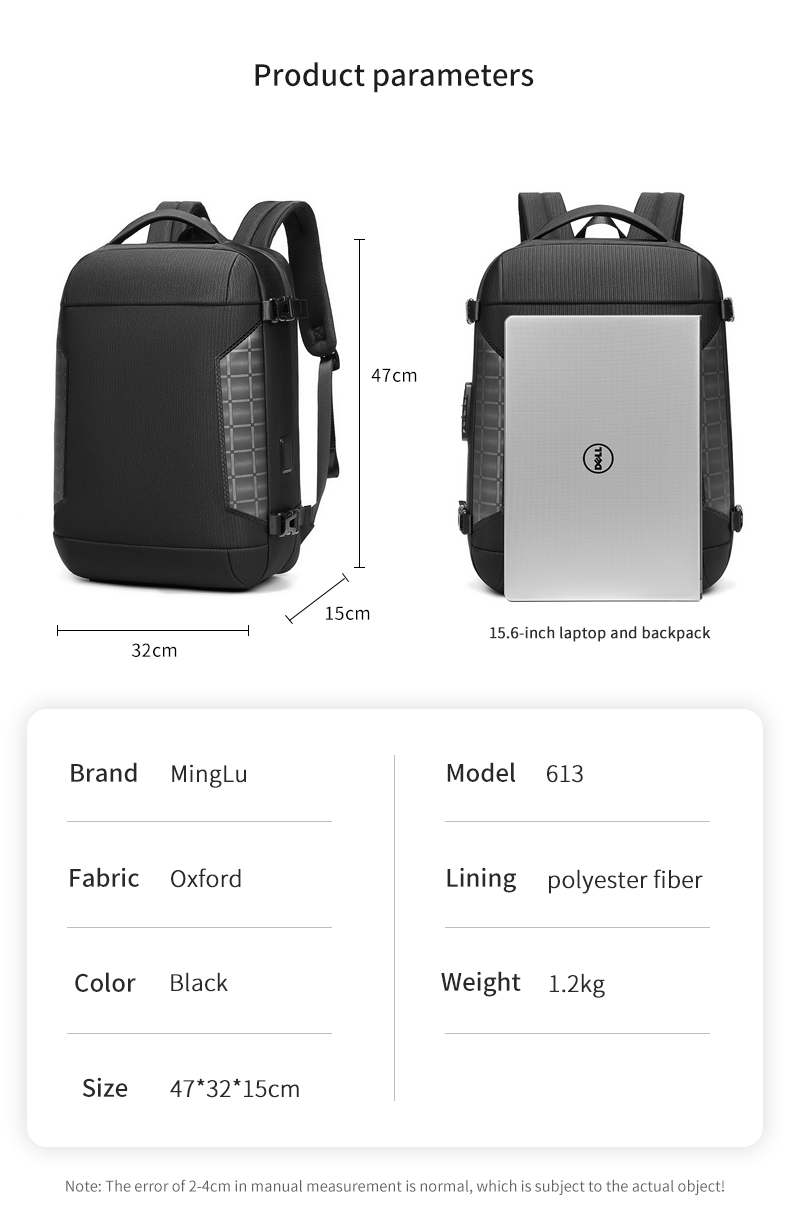 1680D Polyester Waterproof Business Backpack Large Space Eco Friendly