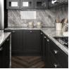 Buy cheap Black Free Standing Kitchen Cabinets Waterproof With Island PVC Kitchen Cabinets from wholesalers
