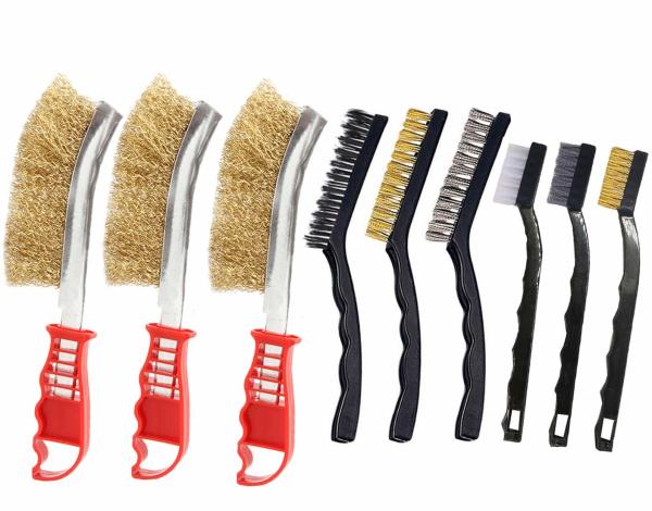 Buy cheap Cleaning Steel Wire Brush Set With Brass And Nylon Bristles Curved Handle from wholesalers
