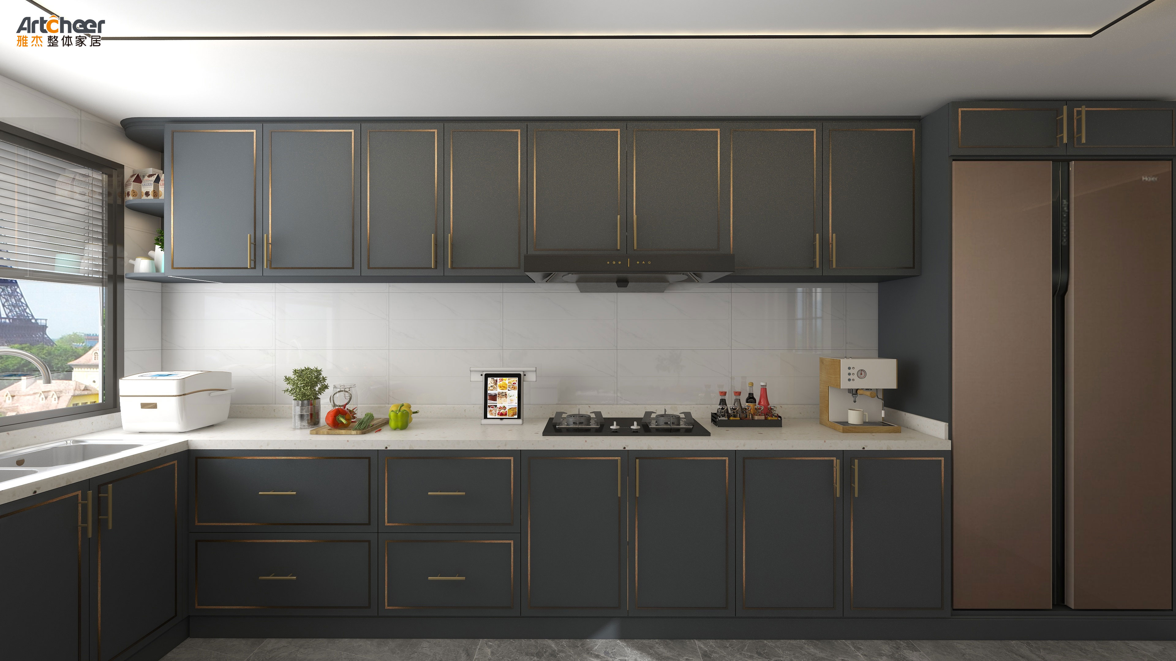 Modular Customized Kitchen Cabinet Black And White Lacquer For Kitchen Furniture