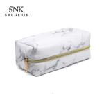 Luxury Travel White Marble Waterproof PU Wash Makeup Toiletry Bag