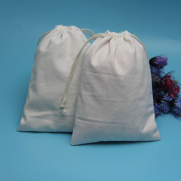 White Plain Cotton Storage Bag For Packing Garments Custom Printed Logo