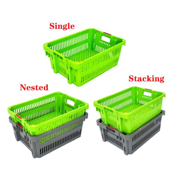 Buy cheap Mesh Nestable Crate Plastic Turnover Boxes Stackable Storage Fruits Crate from wholesalers
