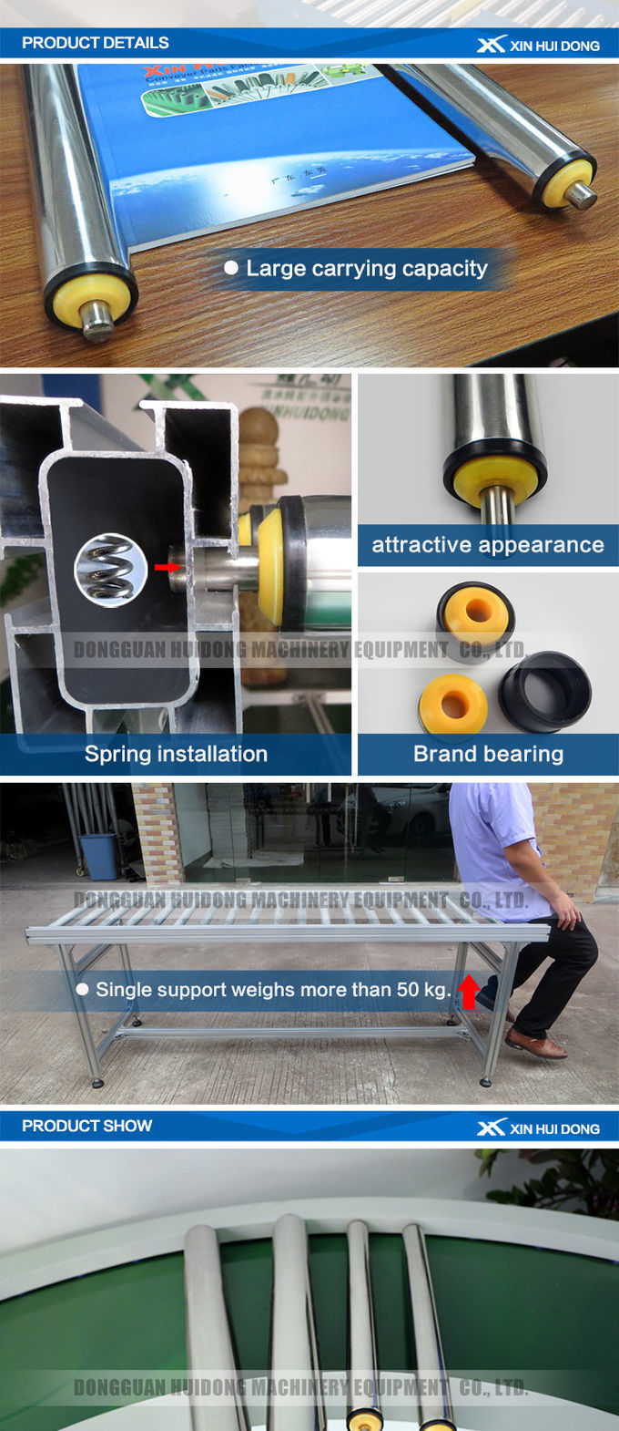 Galvanized Carbon Steel Roller Transfer Conveyor , Material Handling Conveyor