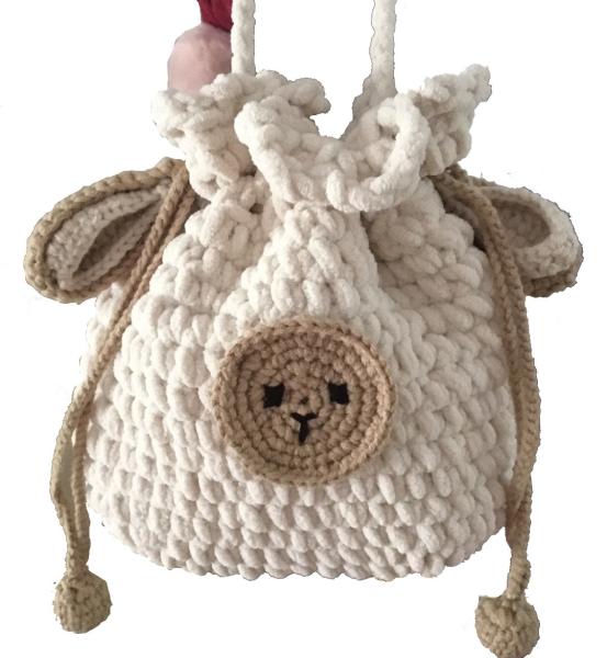Buy cheap Cotton Wool Bear Crochet Hand Bag Hand Woven White Color OEM ODM from wholesalers