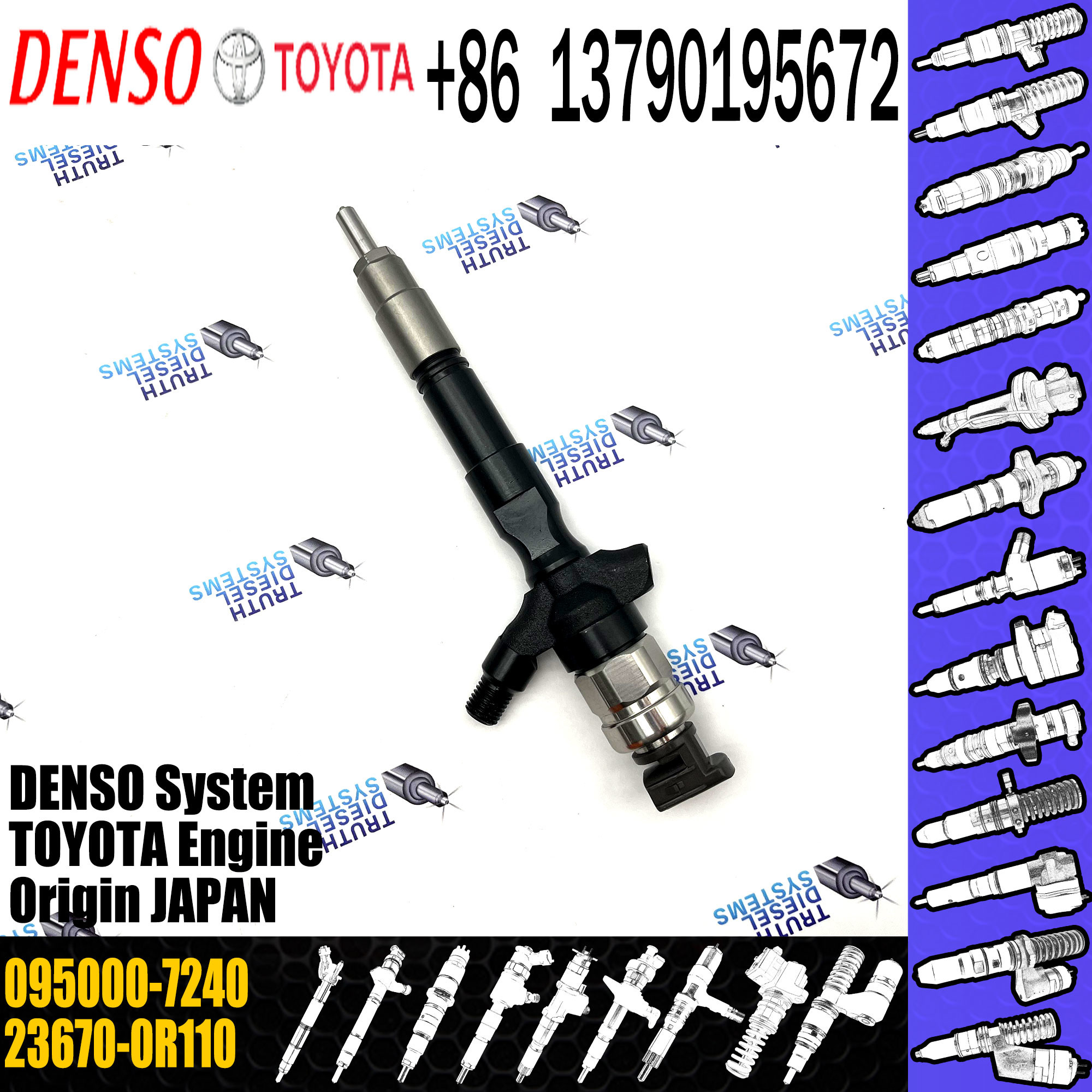 New Common Rail Diesel Fuel Injector 095000-7240 095000- 6900 23670-0R110 For TOYO-TA